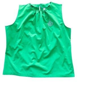 Green Sleeveless Top with Embellishment